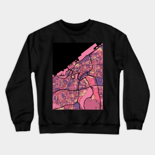 Cleveland Map Pattern in Purple & Pink Crewneck Sweatshirt